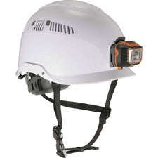 Ergodyne 8975LED Class C Safety Helmet Recommended for: Construction, Utility, Oil & Gas, Forestry, Mining, General Purpose, Climbing - Impact, Odor, Eye, Overhead Falling Objects, Head Protection - White - Comfortable, Breathable, Machine Washable, Flexi