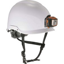 Ergodyne 8974LED Class E Safety Helmet Recommended for: Construction, Utility, Oil & Gas, Forestry, Mining, General Purpose, Climbing - Impact, Odor, Eye, Overhead Falling Objects, Heat Protection - White - Comfortable, Breathable, Machine Washable, Flexi