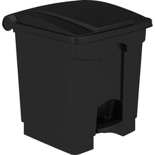 Safco Plastic Step-on Waste Receptacle 8 gal Capacity - Easy to Clean, Foot Pedal, Lightweight - 17.3" Height x 16" Width x 16" Depth - Plastic - Black - 1 / Carton