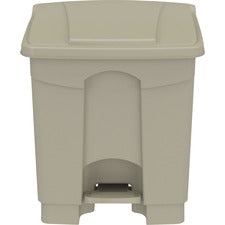 Safco Plastic Step-on Waste Receptacle 8 gal Capacity - Easy to Clean, Foot Pedal, Lightweight - 17.3" Height x 16" Width x 16" Depth - Plastic - Tan - 1 / Carton
