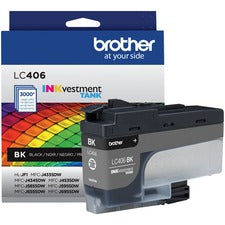 Brother INKvestment LC406BK Original Standard Yield Inkjet Ink Cartridge - Single Pack - Black - 1 Each 3000 Pages