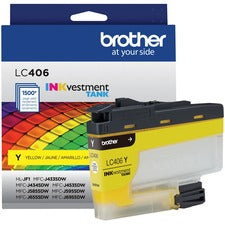 Brother INKvestment LC406Y Original Standard Yield Inkjet Ink Cartridge - Single Pack - Yellow - 1 Each 1500 Pages