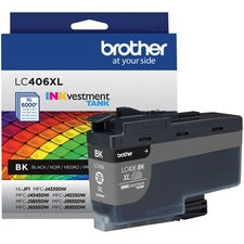 Brother INKvestment LC406XLBK Original High Yield Inkjet Ink Cartridge - Single Pack - Black - 1 Each 6000 Pages
