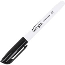 Integra Dry-Erase Markers Fine Bullet Marker Point - Black Ink - Alcohol Based - Fiber Tip - 1 Dozen