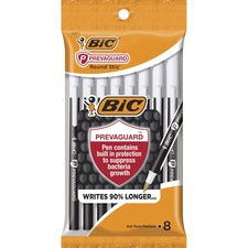 BIC PrevaGuard Round Stic Ballpoint Pen Round Pen Point - Black Ink - 8 / Pack