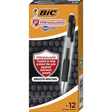 BIC PrevaGuard Gel-ocity Gel Pen 0.7 mm Pen Point - Black Ink - Gel-based - 1 Dozen