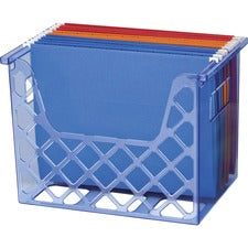 Officemate Blue Glacier Desktop File Organizer 10.75" Height x 13.25" Width x 8.63" Depth - Desktop - Compact, Portable - Transparent Blue - 1 Each