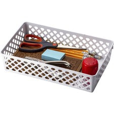 Officemate Achieva Supply Baskets 3.38" Height x 10.63" Width x 6.13" Depth - Compact, Stackable, Storage Space - White - Plastic - 2 Each