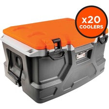 Ergodyne 5171 Industrial Hard Sided Cooler 12 gal - 72 Can Support - 40 Bottle Support - Orange, Gray - Stainless Steel, Plastic, Rubber, Nylon
