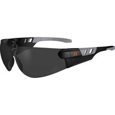 Ergodyne SAGA Anti-Fog Smoke Lens Matte Frameless Safety Glasses / Sunglasses Recommended for: Construction, Carpentry, Woodworking, Landscaping, Welding, Boating, Skiing, Fishing, Hunting, Shooting, Sport - Eye Protection - Matte Black - Smoke Lens - Ant