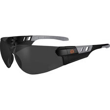 Ergodyne SAGA Smoke Lens Matte Frameless Safety Glasses / Sunglasses Recommended for: Construction, Carpentry, Woodworking, Landscaping, Welding, Boating, Skiing, Fishing, Hunting, Shooting, Sport - Eye Protection - Matte Black - Smoke Lens - Anti-fog, Li