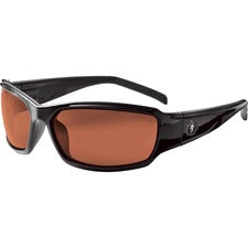 Ergodyne THOR Polarized Copper Lens Safety Glasses Recommended for: Construction, Carpentry, Woodworking, Landscaping, Boating, Skiing, Fishing, Hunting, Shooting, Sport - Eye Protection - Black - Copper Lens - Durable, Bendable Frame, Flexible Frame, Bre