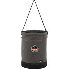 Ergodyne 5930 Web Handle Canvas Hoist Bucket Reinforced, Handle, Pocket, Durable, Storm Drain - 14" - Plastic, Nylon, Nickel Plated, Synthetic Leather, Canvas - Gray - 1 Each