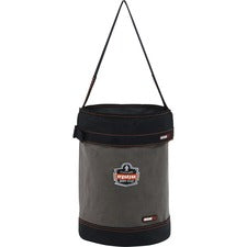 Ergodyne 5930T Bucket Reinforced, Handle, Pocket, Durable, Storm Drain - 14" - Plastic, Nylon, Nickel Plated, Synthetic Leather, Canvas - Gray - 1 Each