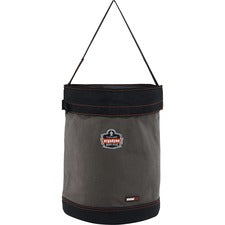 Ergodyne 5935T Bucket Reinforced, Handle, Pocket, Durable, Storm Drain - 17.5" - Plastic, Nylon, Nickel Plated, Synthetic Leather, Canvas - Gray - 1 Each