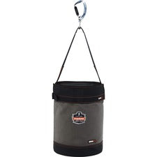 Ergodyne 5940T Bucket Reinforced, Handle, Pocket, Durable, Storm Drain - 14" - Plastic, Nylon, Nickel Plated, Synthetic Leather, Canvas - Gray - 1 Each