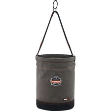 Ergodyne 5960 Canvas Hoist Bucket with D-Rings Reinforced, Handle, Pocket, Durable, Storm Drain - 14" - Plastic, Nylon, Nickel Plated, Synthetic Leather, Canvas - Gray - 1 Each