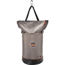 Ergodyne 5973 Hoist Bucket with D-Rings Large Size - 99.21 lb Capacity - Zipper Closure - Gray - Nylon, Synthetic Leather, Steel, Tarpaulin, Alloy Steel, Nickel Plated - Multipurpose - 1 Each