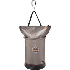 Ergodyne 5974 Hoist Bucket with Swiveling Carabiner Large Size - 99.21 lb Capacity - Zipper Closure - Gray - Nylon, Synthetic Leather, Tarpaulin, Leather, Nickel Plated - Multipurpose - 1 Each