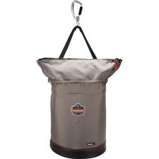 Ergodyne 5976 Hoist Bucket with Swiveling Carabiner Extra Large Size - 99.21 lb Capacity - Zipper Closure - Gray - Nylon, Synthetic Leather, Tarpaulin, Leather, Nickel Plated - Multipurpose - 1 Each
