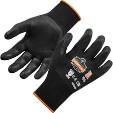 Ergodyne ProFlex 7001 Abrasion-Resistant Nitrile-Coated Gloves - DSX 0.75" Thickness x 9" Glove Length - Nitrile Coating - Large Size - Black - Touchscreen Capable - Abrasion Resistant, Seamless, Knit Wrist, Dirt Resistant, Debris Resistant, Machine Washa