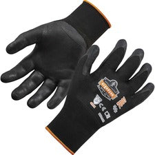 Ergodyne ProFlex 7001 Abrasion-Resistant Nitrile-Coated Gloves - DSX 0.75" Thickness x 8.50" Glove Length - Nitrile Coating - Medium Size - Black - Touchscreen Capable - Seamless, Knit Wrist, Dirt Resistant, Debris Resistant, Machine Washable, Comfortable