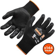 Ergodyne ProFlex 7001 Abrasion-Resistant Nitrile-Coated Gloves - DSX 0.75" Thickness x 9" Glove Length - Nitrile Coating - Large Size - Black - Touchscreen Capable - Seamless, Knit Wrist, Dirt Resistant, Debris Resistant, Machine Washable, Comfortable, Fl