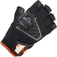 Ergodyne ProFlex 860 Heavy Lifting Utility Gloves 1.25" Thickness x 10.75" Glove Length - Extra Large Size - Half Finger - Black - Padded Palm, Reinforced Thumb, Breathable, Brow Wipe Thumb, Molded, ID Tab, Pull-on Tab, Durable - For Heavy Lifting - 2 / P