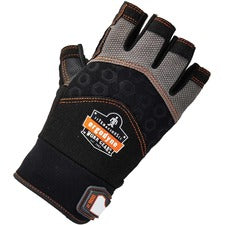 Ergodyne ProFlex 900 Half-Finger Impact Gloves 1.50" Thickness x 11" Glove Length - Medium Size - Half Finger - Black - Shock Resistant, Impact Resistant, Breathable, Knitted, Reinforced Thumb, Molded, ID Tab, Pull-on Tab, Anti-Vibration, Padded Palm - 2