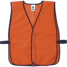 Ergodyne 8010HL Non-Certified Economy Vest Hook & Loop Closure - Polyester Mesh - Orange - 1 Each