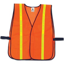 Ergodyne 8040HL Non-Certified Hi-Gloss Vest Hook & Loop Closure - Polyester Mesh - Orange - Reflective - 1 Each