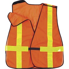 Ergodyne 8080BAX Non-Certified X-Back Vest Hook & Loop Closure - Polyester Mesh - Orange - Reflective - 1 Each