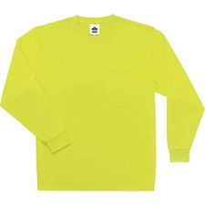 Ergodyne 8091 Non-Certified Long Sleeve T-Shirt Large Size - Polyester - Lime