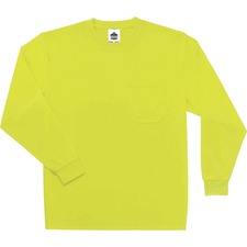 Ergodyne 8091 Non-Certified Long Sleeve T-Shirt Extra Large (XL) Size - Polyester - Lime