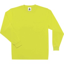 Ergodyne 8091 Non-Certified Long Sleeve T-Shirt 5XL Size - Polyester - Lime