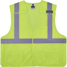 Ergodyne 8217BA Breakaway Hi-Vis Class 2 Vest Recommended for: Accessories, Flagger, Airport, Baggage Handling, Forestry, Utility - 2-Xtra Large/3-Xtra Large - Hook & Loop Closure - Lime - Machine Washable, Breathable, Durable, Mic Tab, Snag Resistant, Re