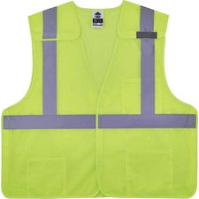 Ergodyne 8217BA Breakaway Hi-Vis Class 2 Vest Recommended for: Accessories, Flagger, Airport, Baggage Handling, Forestry, Utility - 4-Xtra Large/5-Xtra Large - Hook & Loop Closure - Lime - Machine Washable, Breathable, Durable, Mic Tab, Snag Resistant, Re