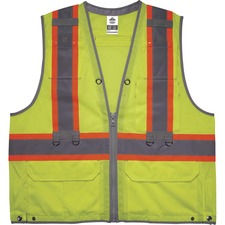Ergodyne 8231TV Hi-Vis Tool Tethering Safety Vest - Type R Class 2 Recommended for: Construction, Utility, Oil & Gas, Telecommunication, Power Generation - 2-Xtra Large/3-Xtra Large - Lime - Chest Pocket, Retractable Pocket - 1 Each