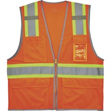 Ergodyne 8246Z Two-Tone Mesh Vest Type R, Class 2 Recommended for: Baggage Handling - Small/Medium - Zipper Closure - Orange - Machine Washable, Mic Tab, Reflective Strip, Breathable, Lightweight, Badge Holder, Reflective Piping, Two-tone, High Visibility