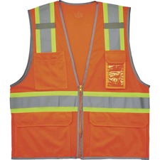 Ergodyne 8246Z Two-Tone Mesh Vest Type R, Class 2 Recommended for: Baggage Handling - Large/Extra Large - Zipper Closure - Orange - Machine Washable, Mic Tab, Reflective Strip, Breathable, Lightweight, Badge Holder, Reflective Piping, Two-tone, High Visib