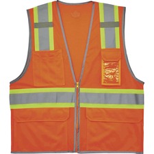 Ergodyne 8246Z Two-Tone Mesh Vest Type R, Class 2 Recommended for: Baggage Handling - 2-Xtra Large/3-Xtra Large - Zipper Closure - Orange - Machine Washable, Mic Tab, Reflective Strip, Breathable, Lightweight, Badge Holder, Reflective Piping, Two-tone, Hi
