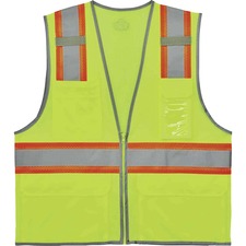 Ergodyne 8246Z Two-Tone Mesh Vest Type R, Class 2 Recommended for: Baggage Handling - Small/Medium - Zipper Closure - Lime - Machine Washable, Mic Tab, Reflective Strip, Breathable, Lightweight, Badge Holder, Reflective Piping, Two-tone, High Visibility,