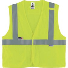 Ergodyne 8260FRHL Type R Class 2 Flame-Resistant Modacrylic Vest Recommended for: Accessories, Electrical, Petrochemical, Oil & Gas, Refinery - Large/Extra Large - Hook & Loop Closure - Lime - Mic Tab, Hook & Loop Closure, High Visibility, Flame Resistant
