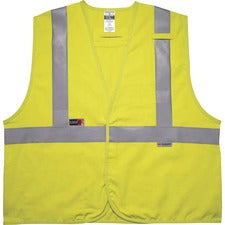 Ergodyne 8261FRHL Hi-Vis FR Safety Vest - Class 2, Dual Compliant Recommended for: Accessories, Petrochemical, Electrical, Oil & Gas, Refinery - 2-Xtra Large/3-Xtra Large - Hook & Loop Closure - Modacrylic - Lime - Machine Washable, Reflective, Breathable