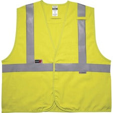 Ergodyne 8261FRHL Hi-Vis FR Safety Vest - Class 2, Dual Compliant Recommended for: Accessories, Petrochemical, Electrical, Oil & Gas, Refinery - 4-Xtra Large/5-Xtra Large - Hook & Loop Closure - Modacrylic - Lime - Machine Washable, Reflective, Breathable