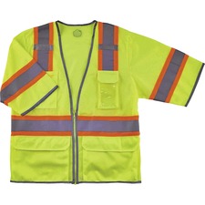 Ergodyne 8346Z Two-Tone Hi-Vis Class 3 Surveyor Vest Recommended for: Gloves, Tablet, Notebook, Accessories, Flagger, Airport, Baggage Handling, Forestry, Utility, Parking Attendant, ... - 4-Xtra Large/5-Xtra Large - Zipper Closure - Lime - Breathable, Mi