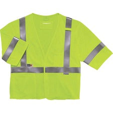 Ergodyne 8356FRHL Type R Class 3 Flame-Resistant Modacrylic Vest Recommended for: Accessories, Electrical, Petrochemical, Oil & Gas, Refinery - 2-Xtra Large/3-Xtra Large - Hook & Loop Closure - Lime - Mic Tab, Hook & Loop Closure, Flame Resistant, High Vi