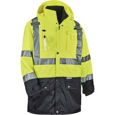 Ergodyne 8388 Type R Class 3/2 Thermal Jacket Kit 4-Xtra Large - Dirt Protection - Zipper Closure - Polyurethane, 300D Oxford Polyester, Thinsulate - Lime - Breathable, Pocket, Front Pocket, Reflective, Mic Tab, Weather Proof, Inset Hood, Cell Phone Pocke