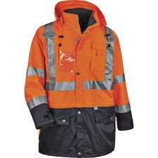 Ergodyne 8388 Type R Class 3/2 Thermal Jacket Kit Medium - Dirt Protection - Zipper Closure - Polyurethane, 300D Oxford Polyester, Thinsulate - Orange - Breathable, Pocket, Front Pocket, Reflective, Mic Tab, Weather Proof, Inset Hood, Cell Phone Pocket, C