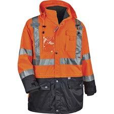 Ergodyne 8388 Type R Class 3/2 Thermal Jacket Kit 5-Xtra Large - Dirt Protection - Zipper Closure - Polyurethane, 300D Oxford Polyester, Thinsulate - Orange - Breathable, Pocket, Front Pocket, Reflective, Mic Tab, Weather Proof, Inset Hood, Cell Phone Poc